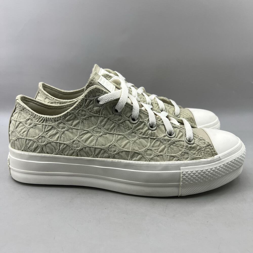 Converse All Star Lift Platform Low Shoes Women Size 9 Green White Sneakers NEW
